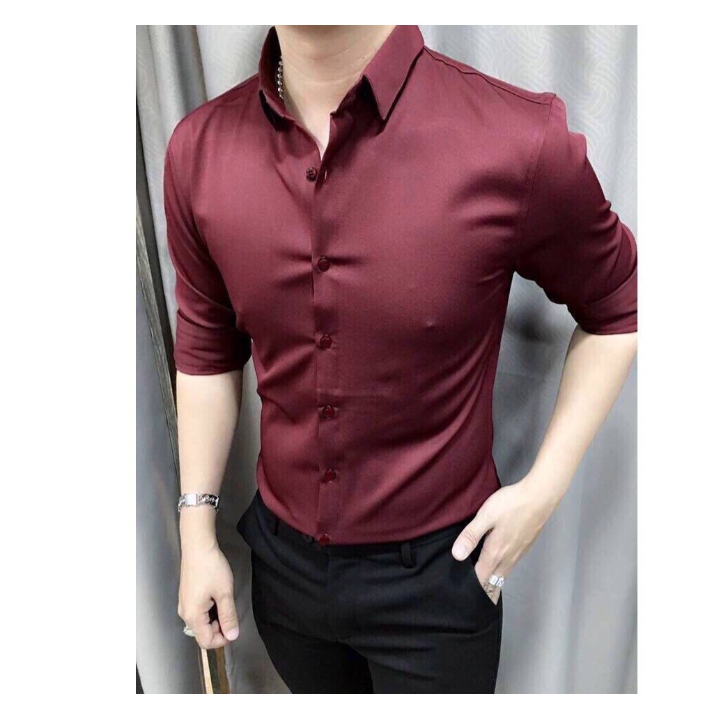 áo sơ mi nam body hàn quốc D422 dáng ôm vải đẹp