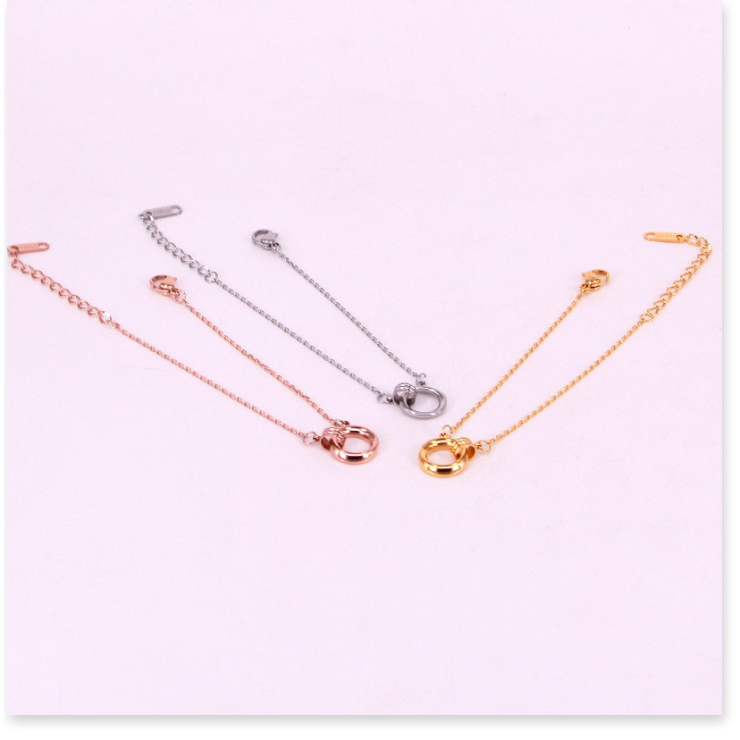 Vòng tay nữ Lắc tay nữ TITAN nhẫn đôi hình học S10-505A - CAM KẾT KHÔNG GỈ, KHÔNG BAY MÀU - BẢO HÀNH 12 THÁNG