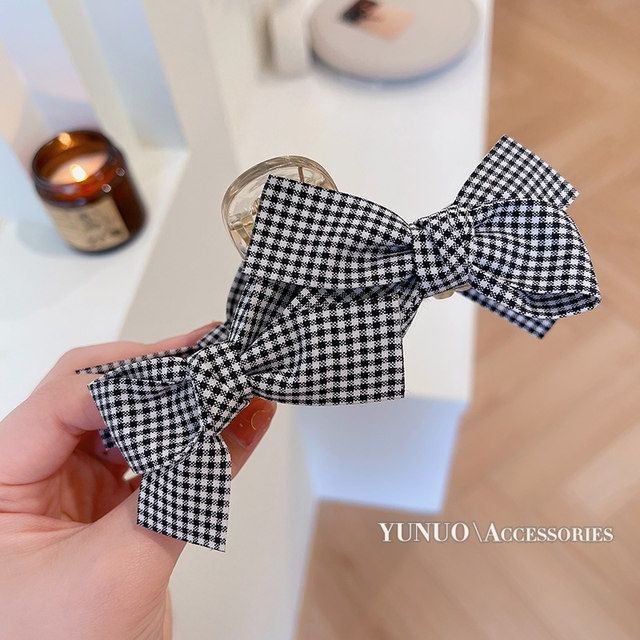 Kẹp tóc nơ lưới đen trắng thời trang cho nữ