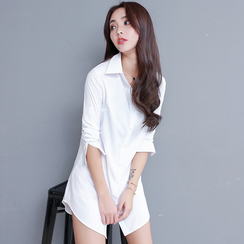 Áo sơ mi trắng dài sexy