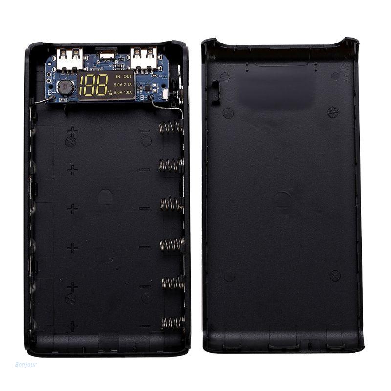 Vỏ pin sạc dự phòng hai cổng USB 6 pin 18650 cho điện thoại/máy tính bảng PC