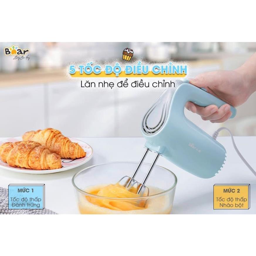 Máy đánh trứng mini cầm tay Bear DDQ-B02P5, máy đánh kem trứng trộn bột cầm tay mini - tích hợp 5 chế độ - BH 18 tháng