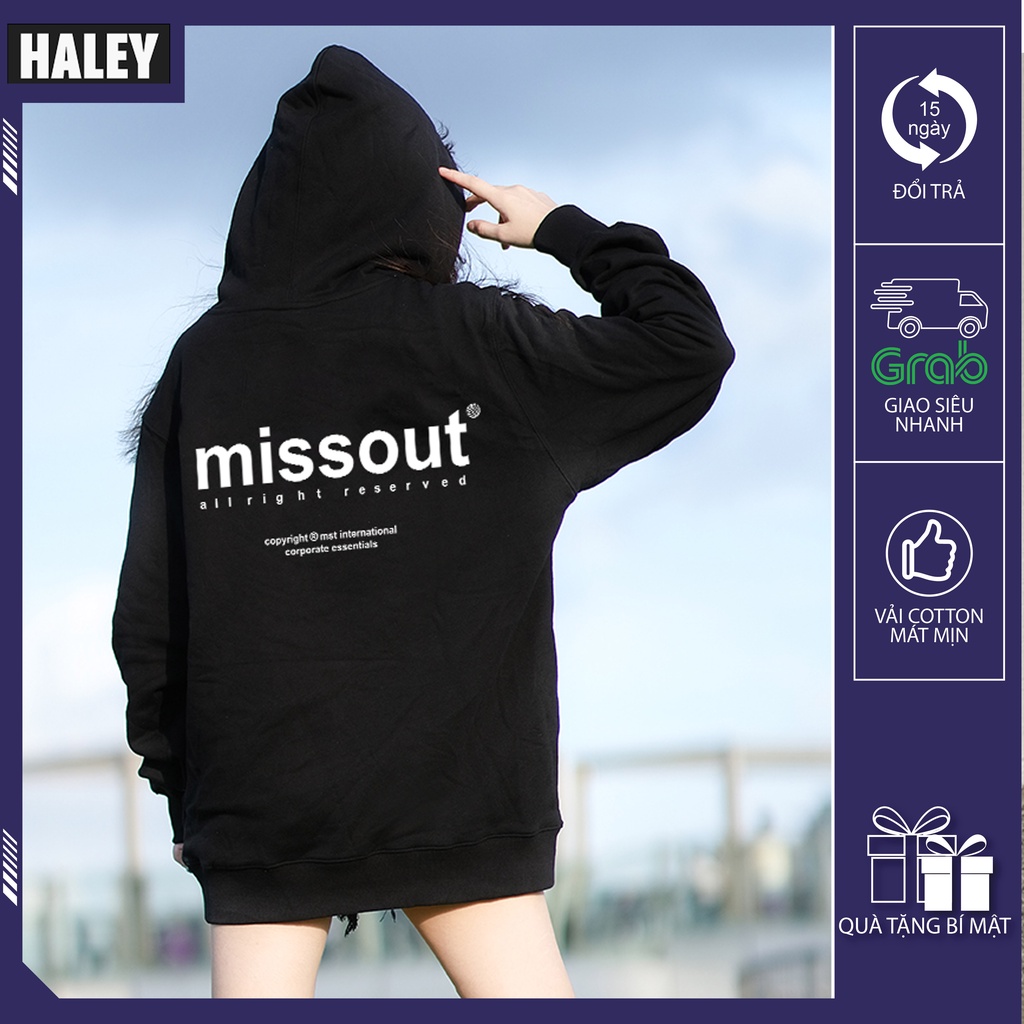 Áo Hoodie MISSOUT cute Nam Nữ HALEY unisex Chất nỉ bông đẹp thu đông phong cách Hàn Quốc cá tính mã HD266