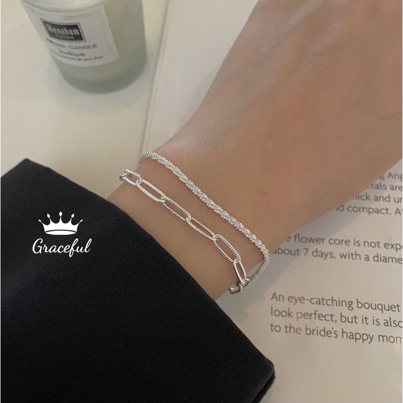 Vòng tay nữ hàn quốc Graceful dây xích 2 lớp rời, vòng tay nữ titan, lắc tay nữ cá tính