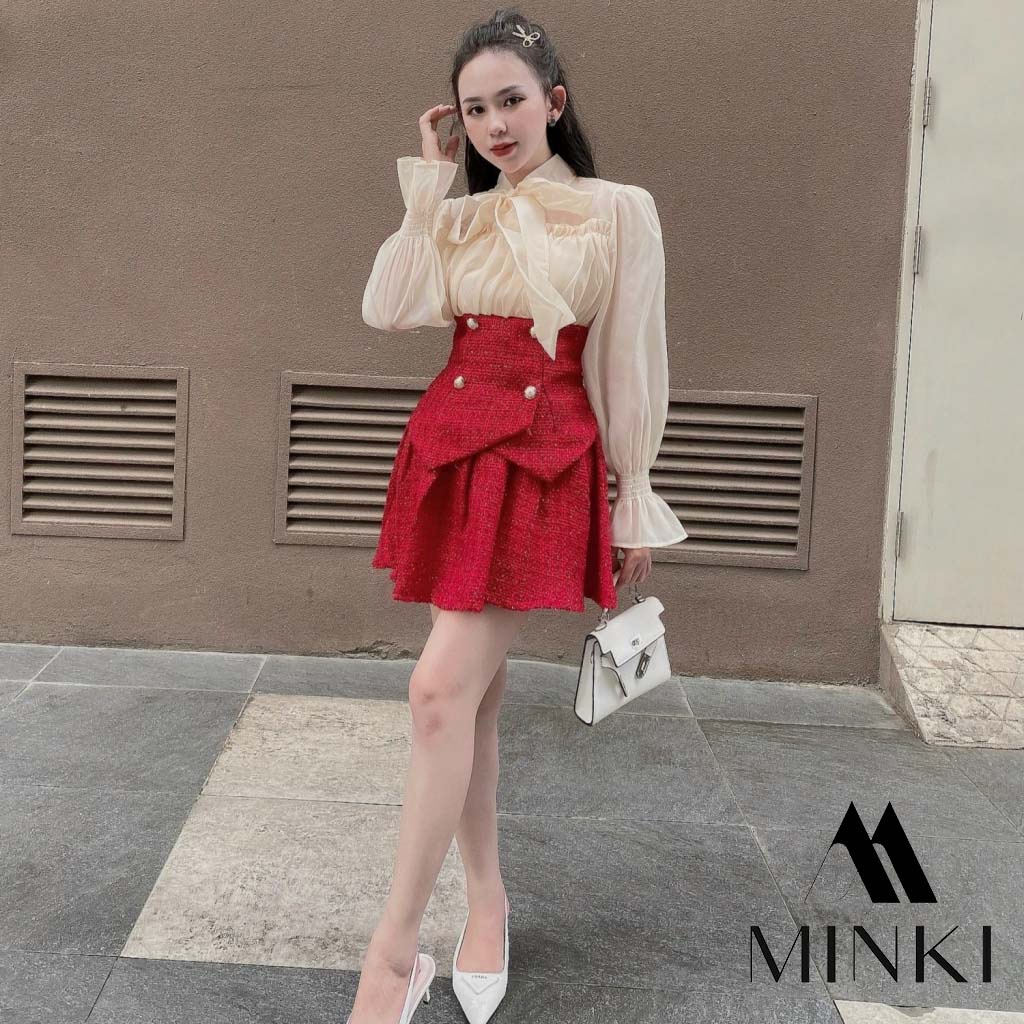 SET DẠ TẾT KÈM ÁO SƠ MI VOAN TƠ TIỂU THƯ - CHẤT LIỆU CAO CẤP CHO DỊP TẾT ĐẾN XUÂN VỀ - HAI MÀU ĐỎ VÀ ĐEN | BigBuy360 - bigbuy360.vn