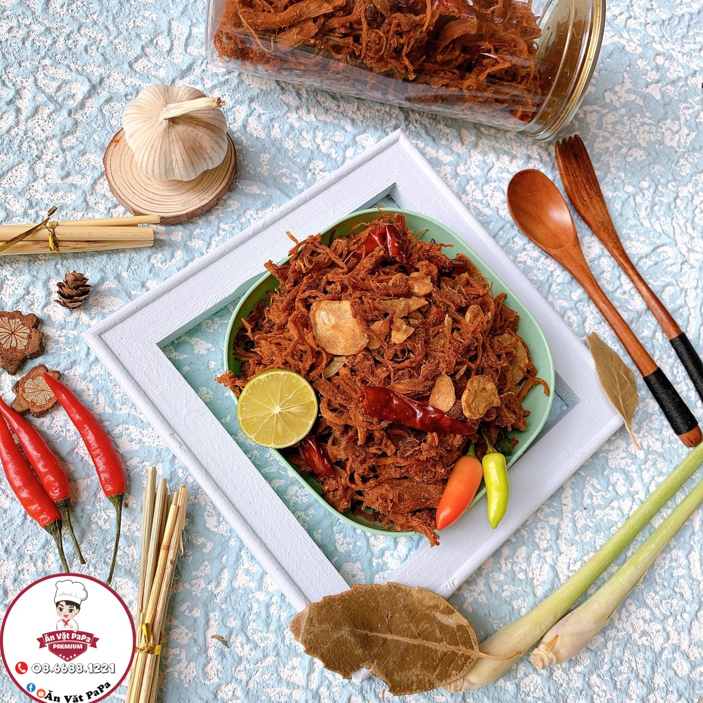 Khô heo cháy bơ tỏi PaPa 300gr cay vừa, đồ ăn vặt Hà Nội | BigBuy360 - bigbuy360.vn