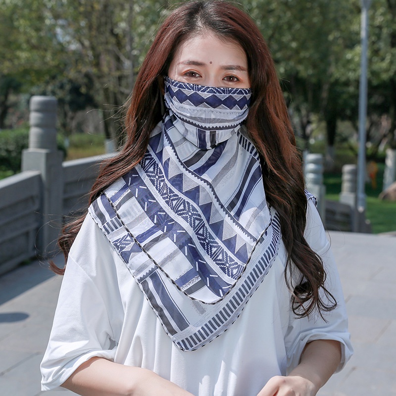 Khẩu Trang Lớn Che Mặt Chống Tia Cực Tím Bằng Vải Voan In Hoa Có Thể Giặt Và Tái Sử Dụng