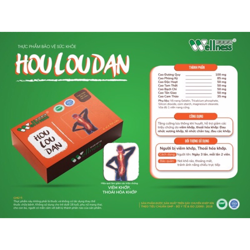 Thực phẩm giảm đau xương khớp Hou Lou Dan - thoát vị đĩa đệm, tê tay tê chân