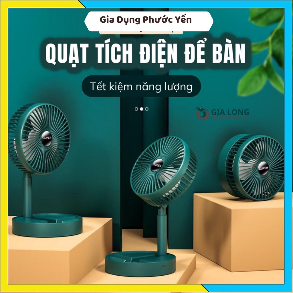 Quạt Super Tích Điện Mini Để Bàn 3 Cấp Độ Gió Siêu Mát Siêu Bền Gấp Gọn Tiện Lợi