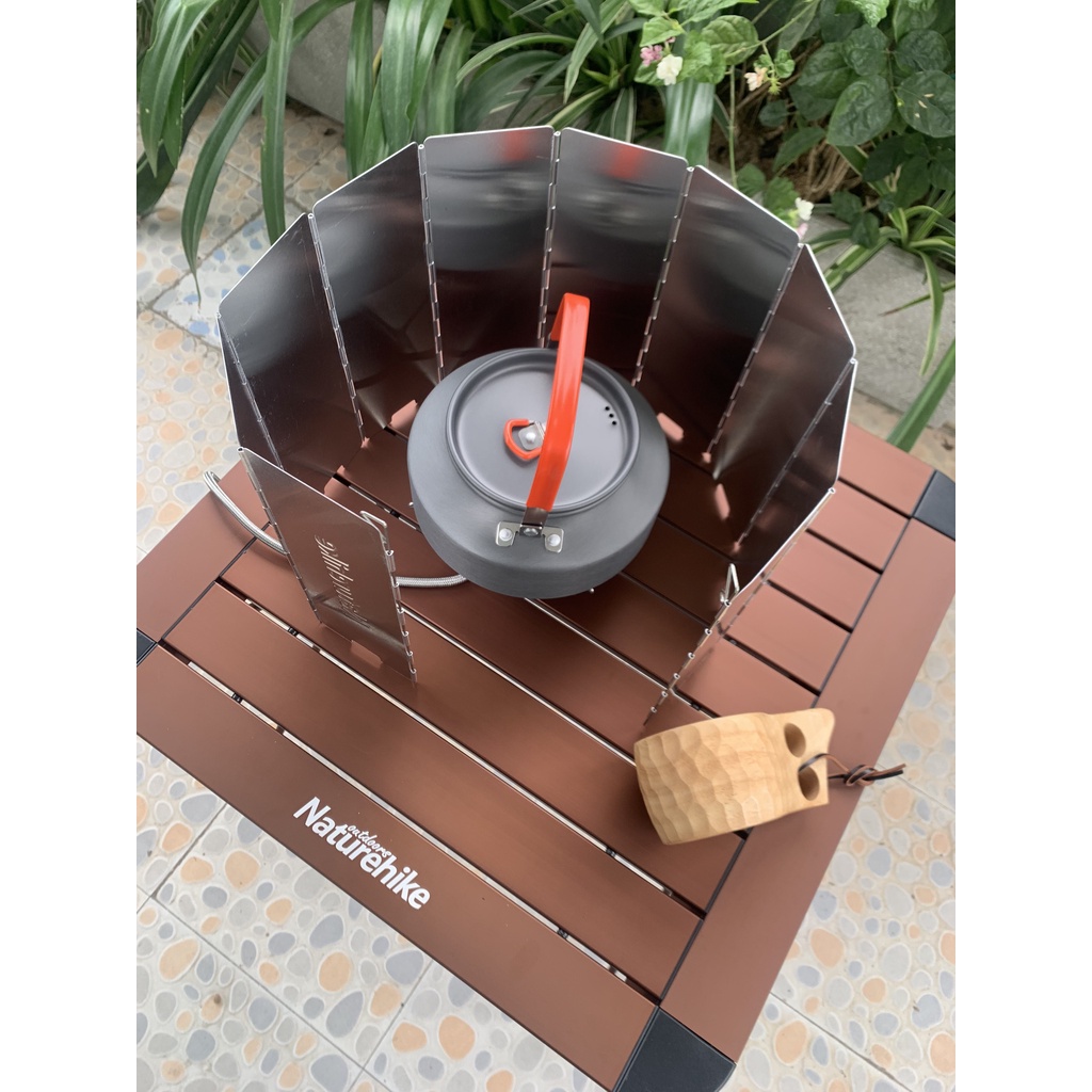Tấm chắn gió bếp ga dã ngoại Naturehike 10 tấm bằng hợp kim nhôm, chịu nhiệt tốt chống mài mòn nhỏ nhẹ gấp gọn tiện dụng