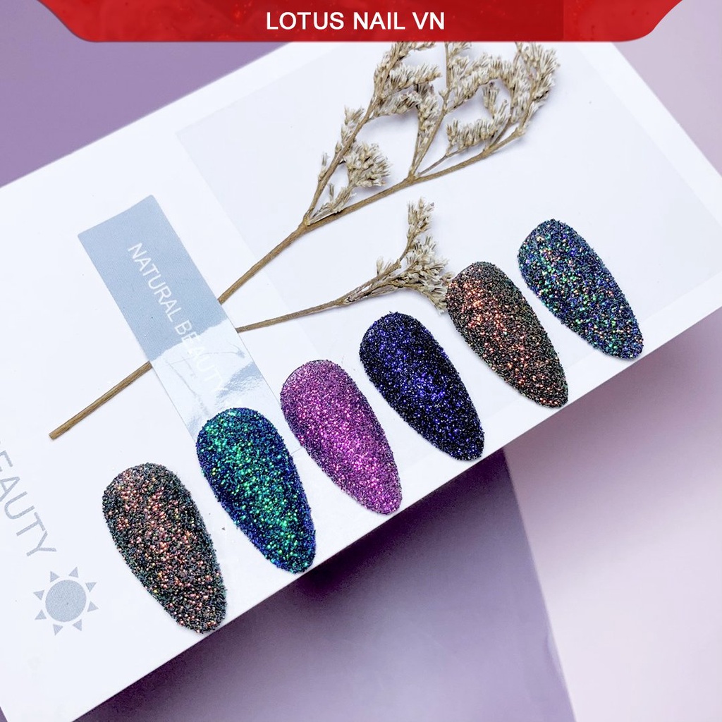 Set nhũ rắc kim cương siêu sáng 6 hũ tone màu xanh trang trí móng