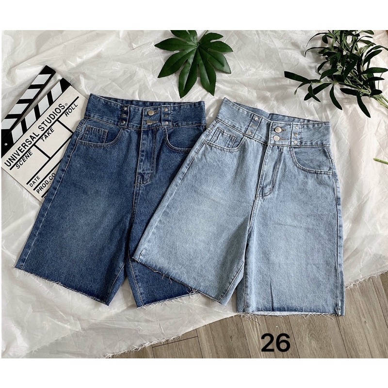 Quần Short Ngố Jean Nữ Lưng Cao 2 Nút Bigsize Size Đại Từ 40kg Đến 82kg Hàng VNXK Ms26