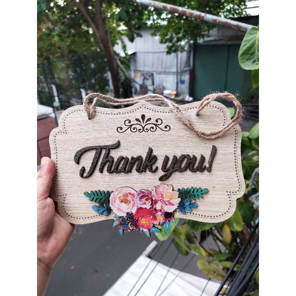 Bảng gỗ welcome 2 mặt treo cửa hàng trang trí shop