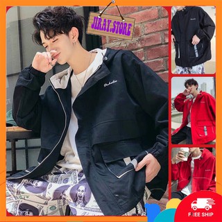 ÁO KHOÁC KAKI - ÁO BOMBER JACKETS PHỐI TÚI SỌC 2 MÀU