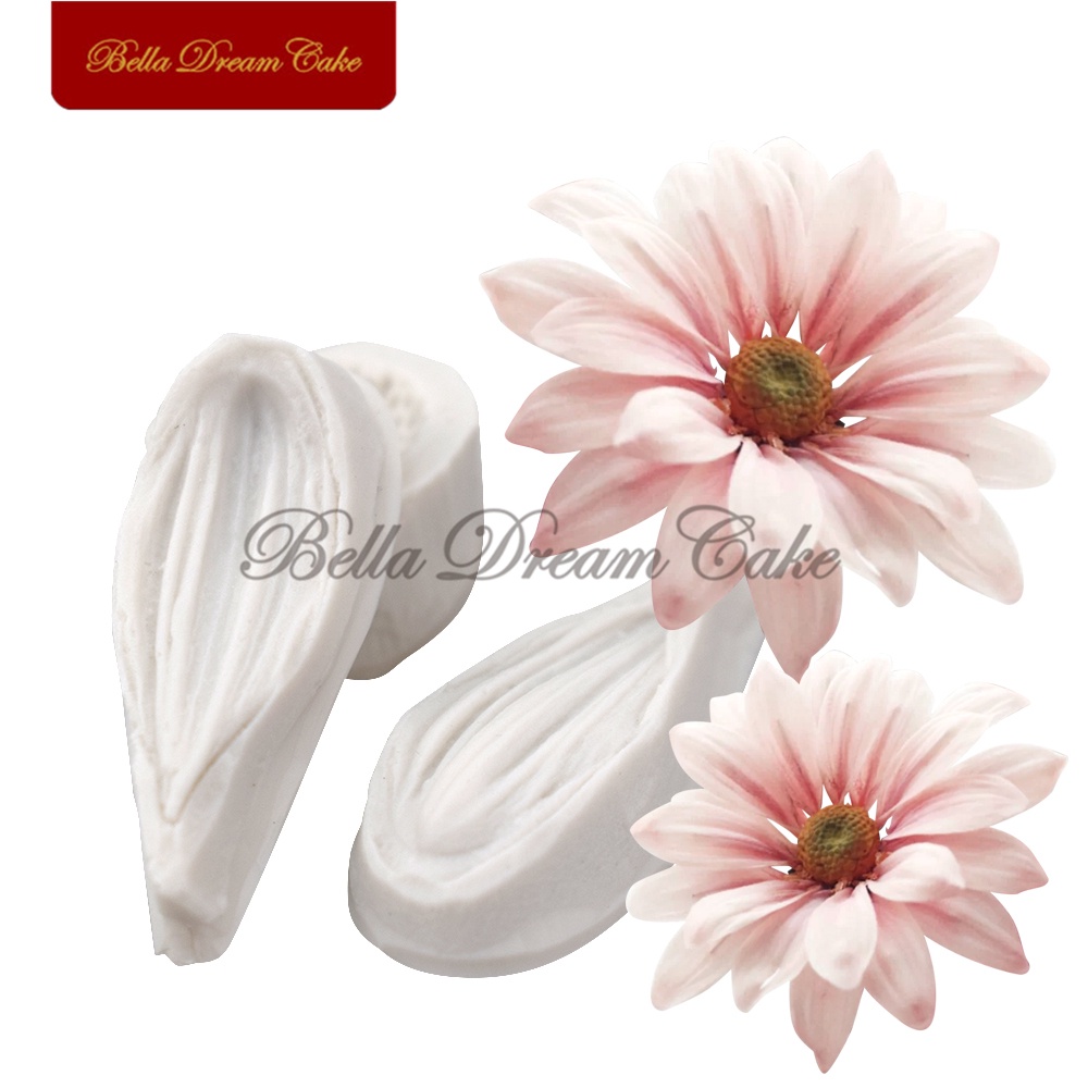 Set 3 Khuôn Silicone Tạo Hình Cánh Hoa Cúc Mini Trang Trí Bánh