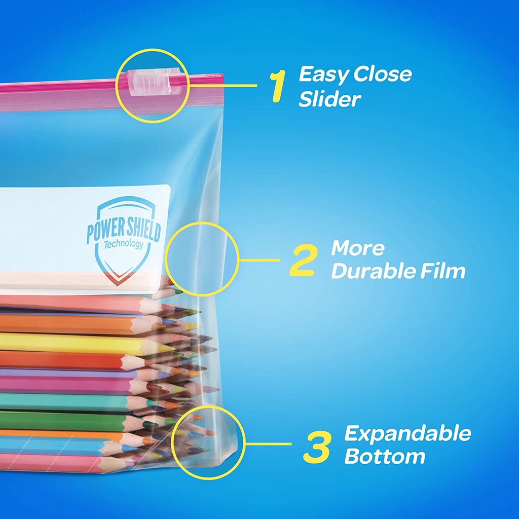 Túi Ziploc Slider Storage Bag đựng thực phẩm, túi zíp có khoá kéo, sử dụng được nhiều lần hàng Mỹ