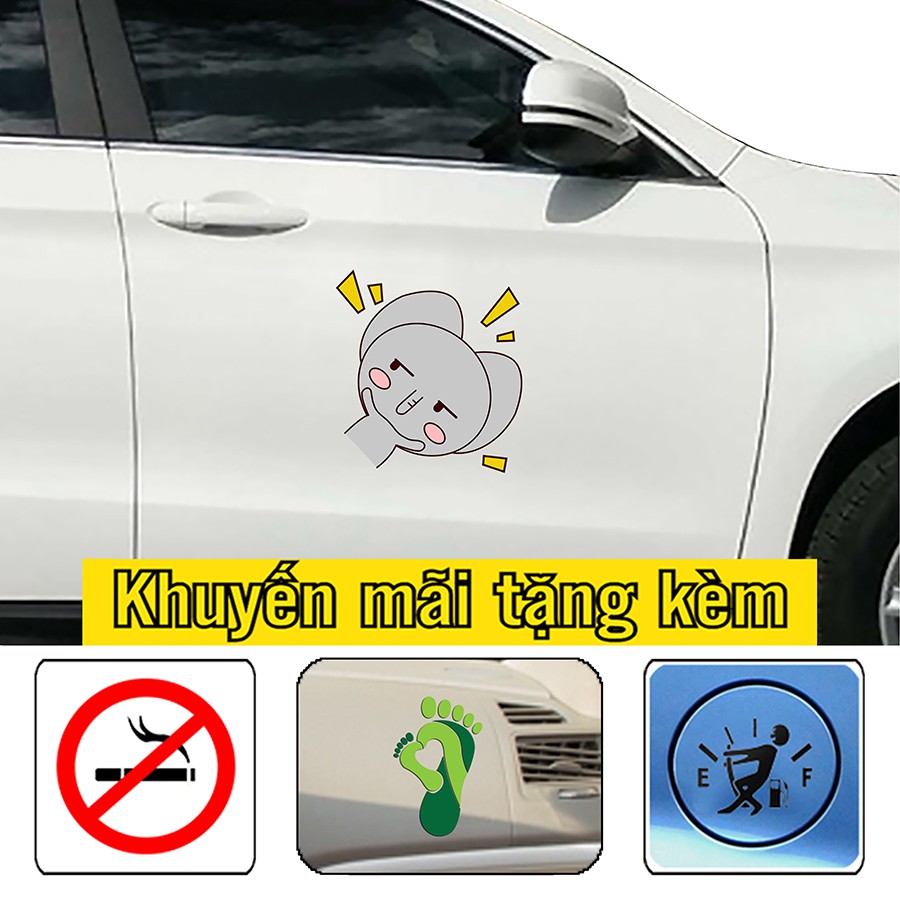 Decal trang trí xe icon, tem xe ô tô cảm xúc nhiều mẫu