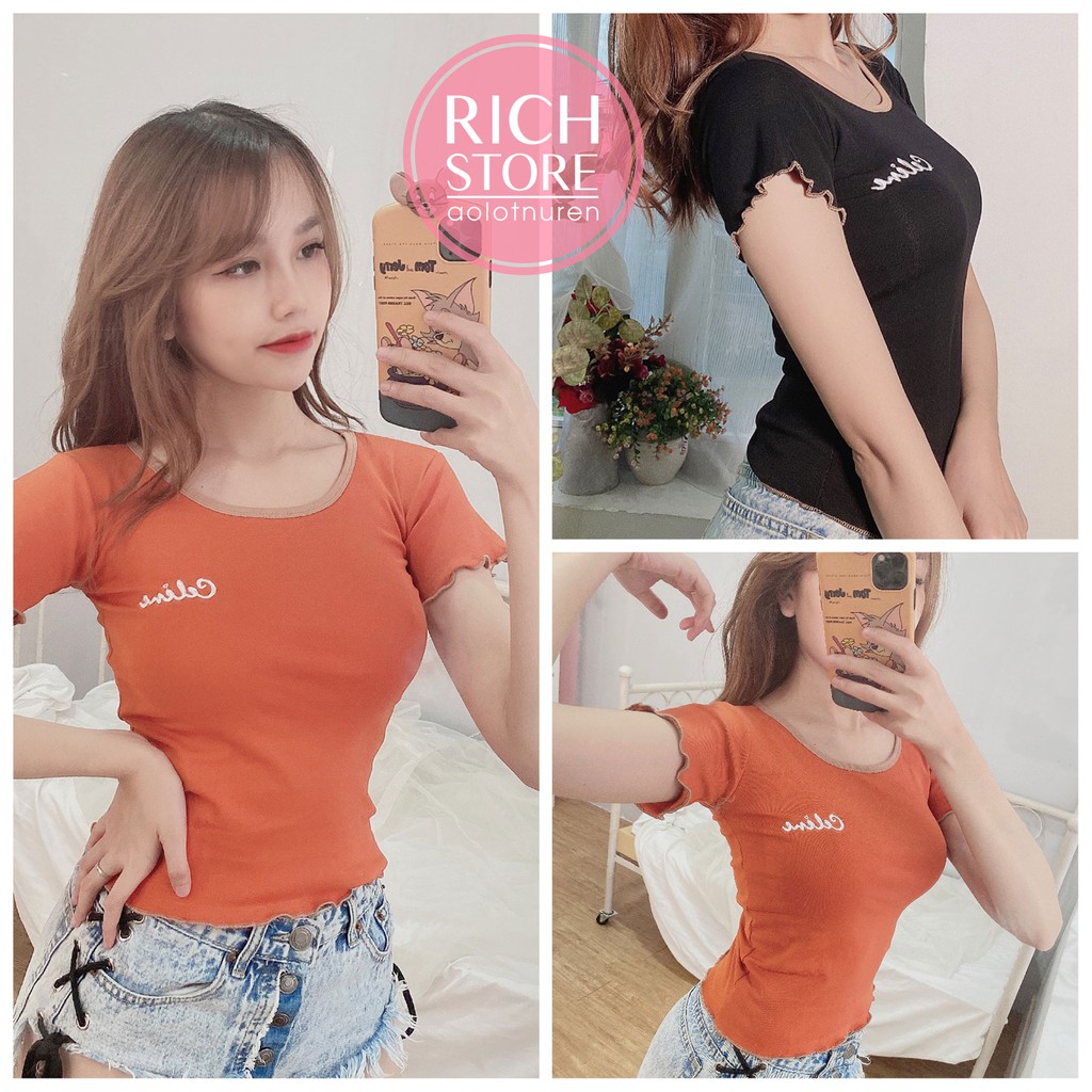 Áo croptop thêu chữ 5 màu RICH STORE CRT69