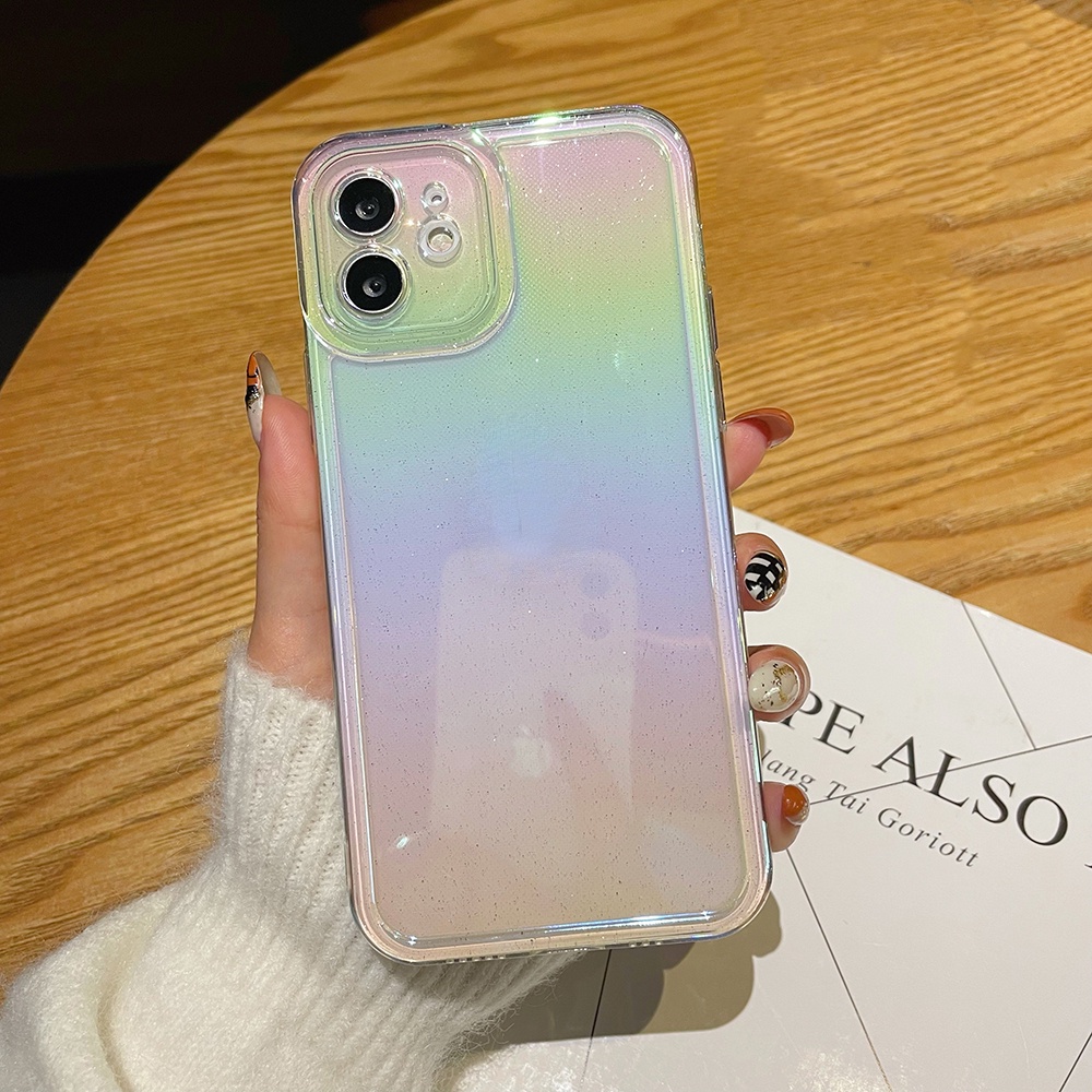 Ốp Điện Thoại TPU Dẻo Màu Laser Lấp Lánh Sang Trọng Chống Sốc Cho iPhone 13 12 11 Pro Max X XR XS Max