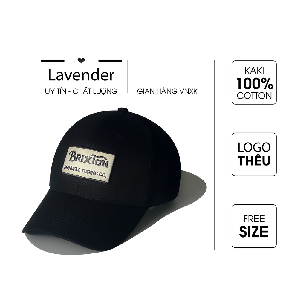 Nón kết mũ lưỡi trai Đen logo thêu Brixton dành cho mọi lứa tuổi Free size