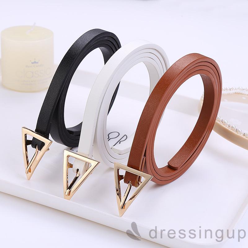 Thắt lưng da phối khóa hình tam giác kiểu dáng thời trang cho nữ