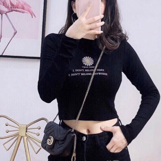 Hàng Áo croptop thêu hoa cúc tay dài chất lượng