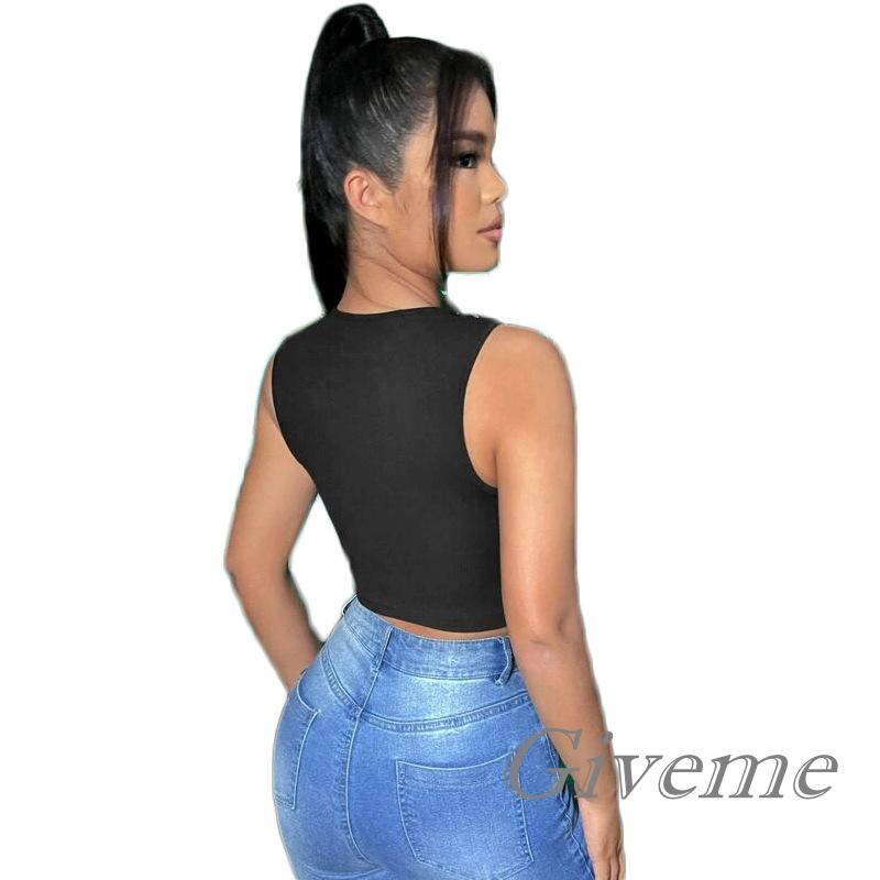 Áo Croptop Sát Nách Màu Sắc Trơn Thiết Kế Khoét Lỗ Quyến Rũ