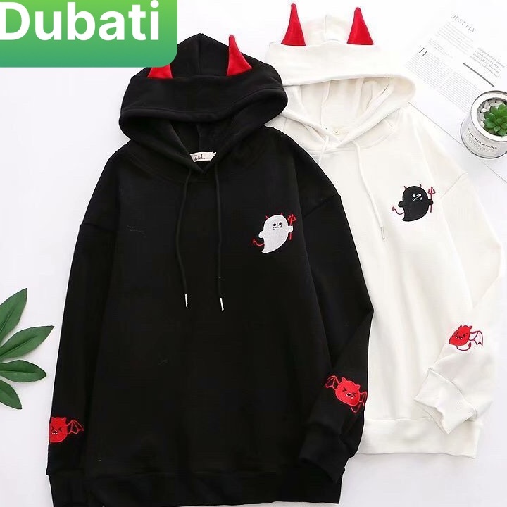 Áo Nỉ From Rộng Có Nón Hình Ma Cute, Áo Hoodie Nam Nữ Phong Cách Nhật Bản- DUBATI FASHION