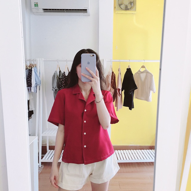 Áo Sơ mi Tay Ngắn Phối Viền Đen Trắng ( Hình thật/ hàng sẵn) | BigBuy360 - bigbuy360.vn