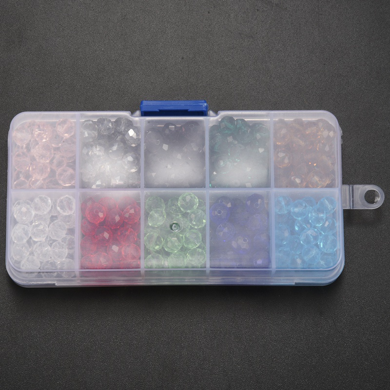 Bộ 300 Hạt Pha Lê Thủy Tinh 8mm 10 Màu Sắc Dùng Làm Trang Sức DIY