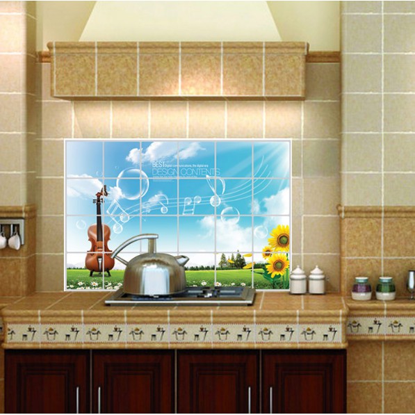 Decal dán bếp tráng nhôm cách nhiệt size lớn - đàn nhạc