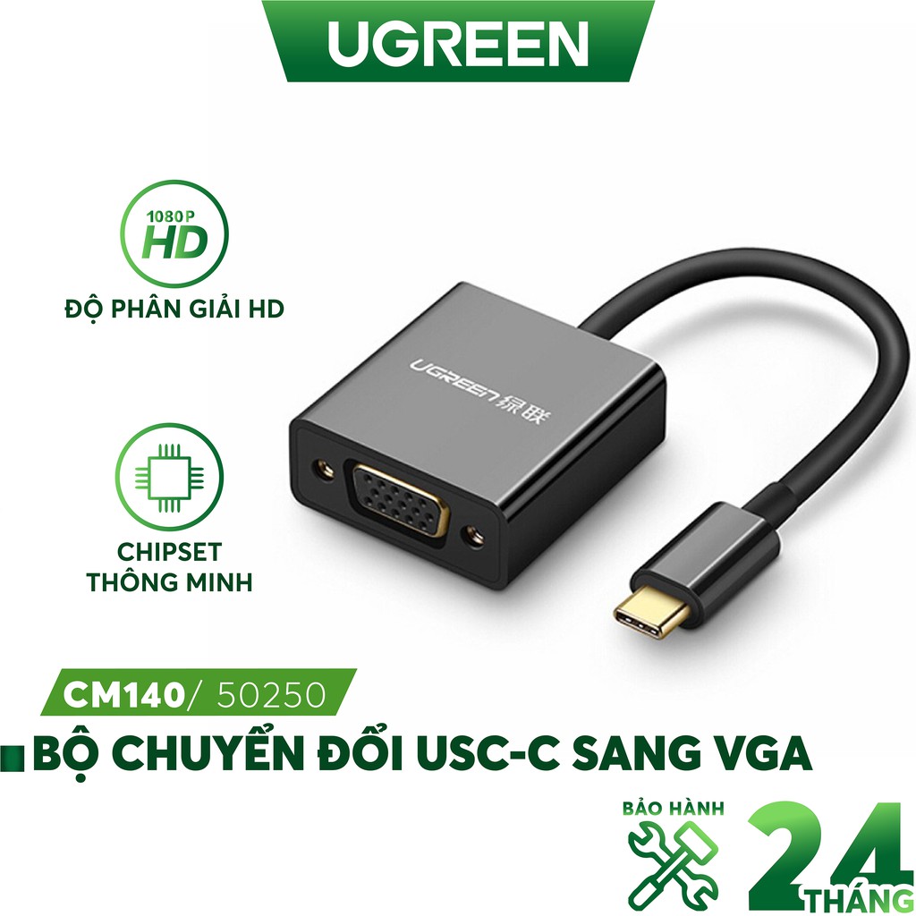 Bộ chuyển đổi USB-C sang VGA dài 10CM UGREEN CM140