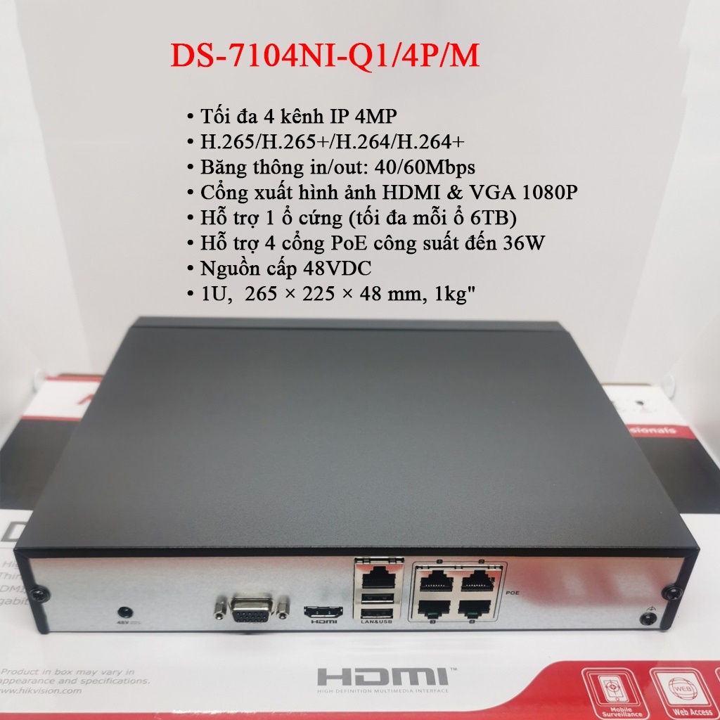 Bộ Camera 1/2/3/4 Mắt IP POE HIKVISION 4.0MP [ TÍC HỢP MIC ] - Hàng Chính Hãng, Bảo Hành 24 Tháng