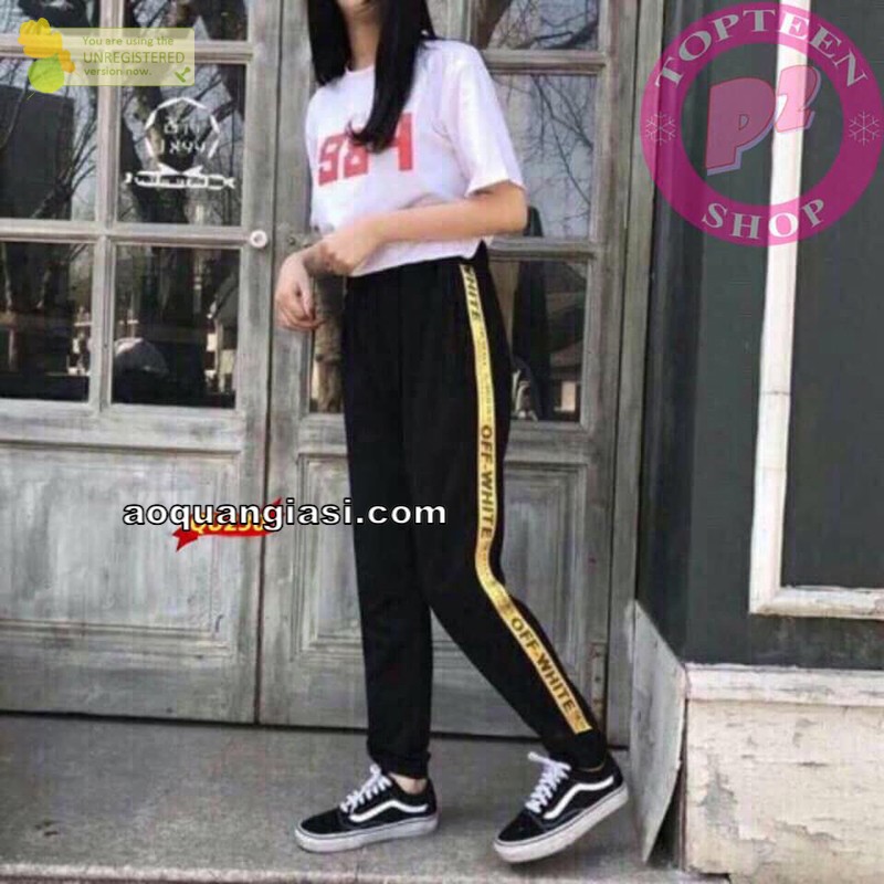 Quần Jogger chữ bên hông viền MT288 aoquangiasi cá tính
