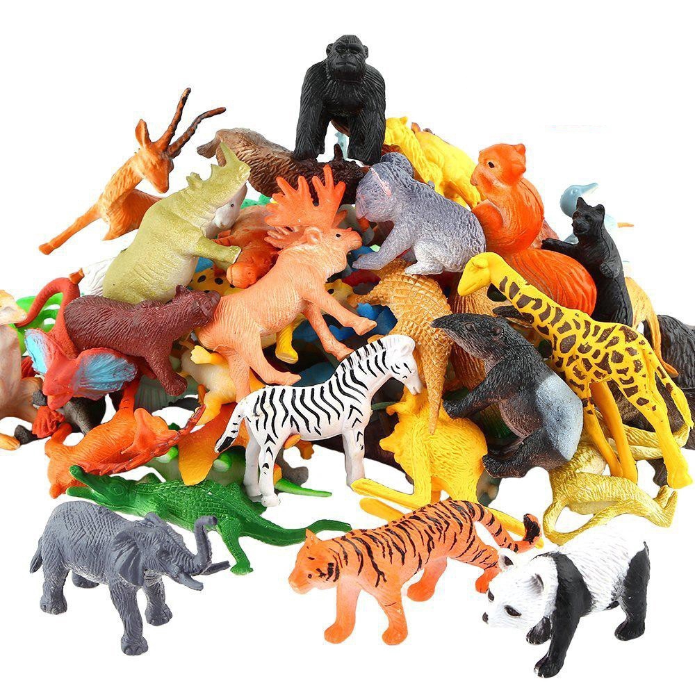 53 Pcs Mini Jungle Animal Toys Set Realistic Wild Plastic Animals Learning  Toys | Shopee Việt Nam