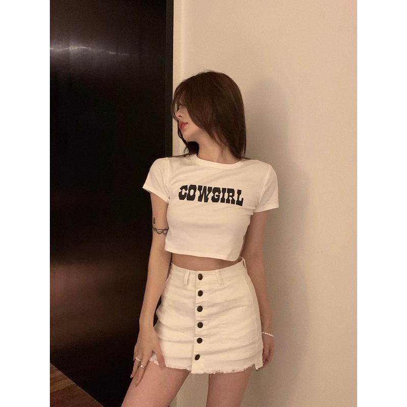 Áo Thun Croptop Tay Ngắn Dáng Ôm In Chữ Phong Cách Cổ Điển Thời Trang Mùa Hè Cho Nữ JH-TX-239