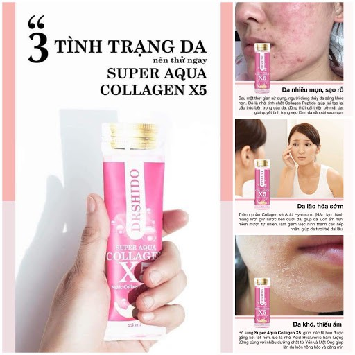 SUPPER AQUA COLLAGEN X5 - TRẺ HÓA GẤP 5 LẦN, GIỮ MÃI THANH XUÂN - 1 GÓI 25ML CHỈ 30K