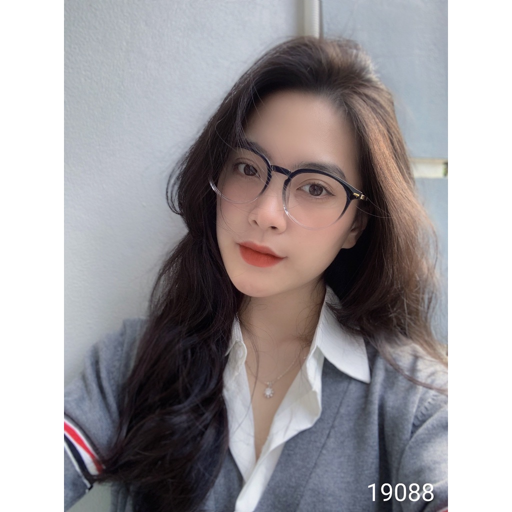 Gọng kính tròn nữ LILYEYEWEAR mắt to giả cận chống ánh sáng xanh màu sắc thời trang 19088