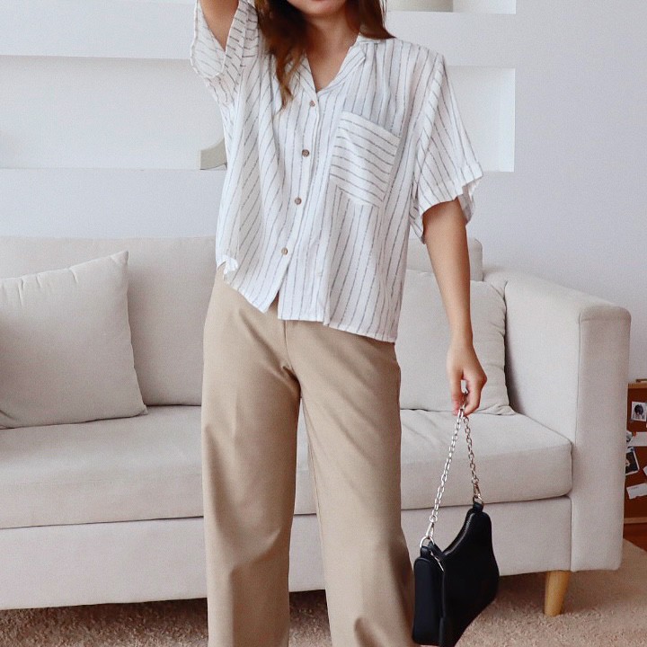 Áo sơ mi tay ngắn vải đũi lụa - Basic Shirt - ufothebasic