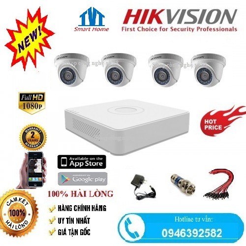 Bộ 4 Camera Hikvision Full HD 1080P