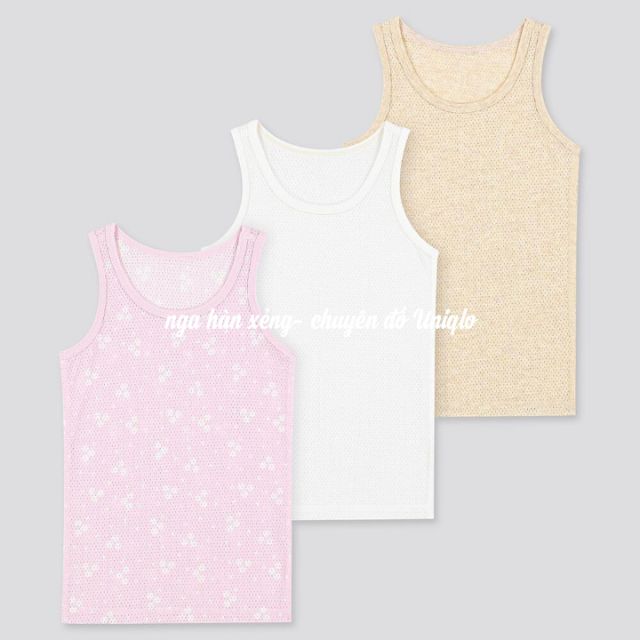 Set 3 áo ba lỗ cotton lưới Uniqlo cho bé gái  size 80,90,100