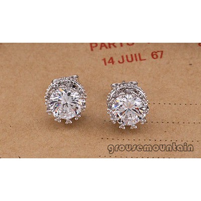 Hoa tai mạ bạc hình vương miện đính đá lấp lánh