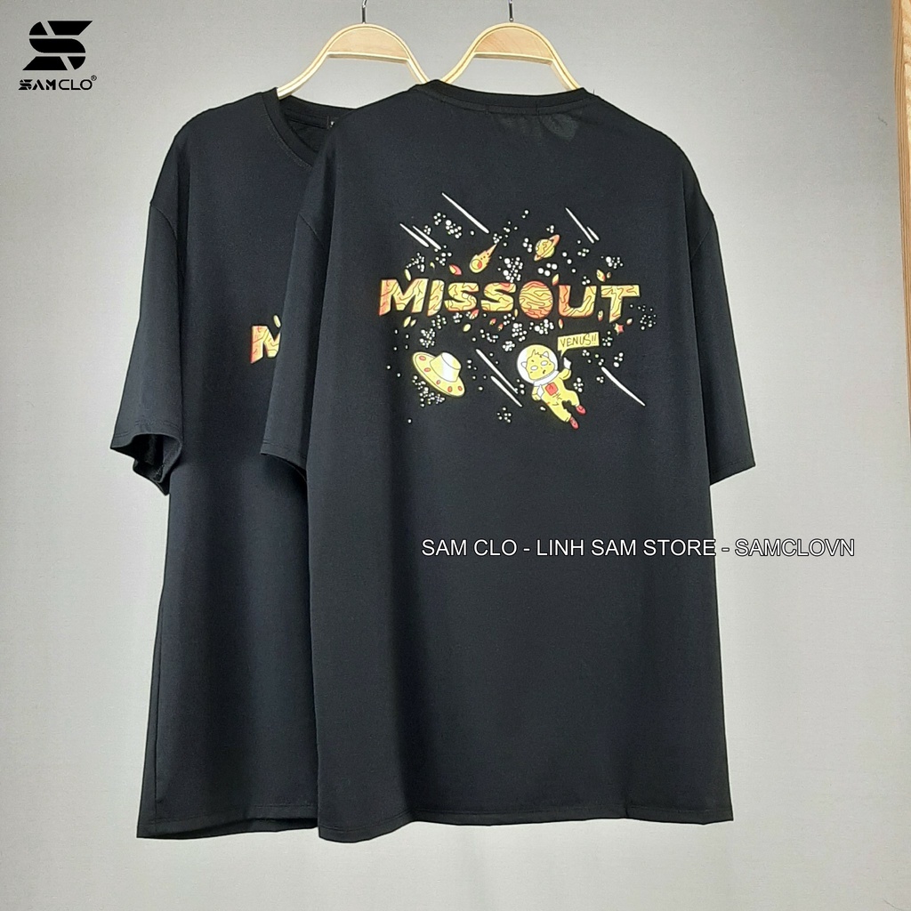 Áo thun tay lỡ nam nữ SAM CLO phông form rộng dáng Unisex - Ulzzang mặc cặp, nhóm, lớp in chữ missout VENUS màu đen