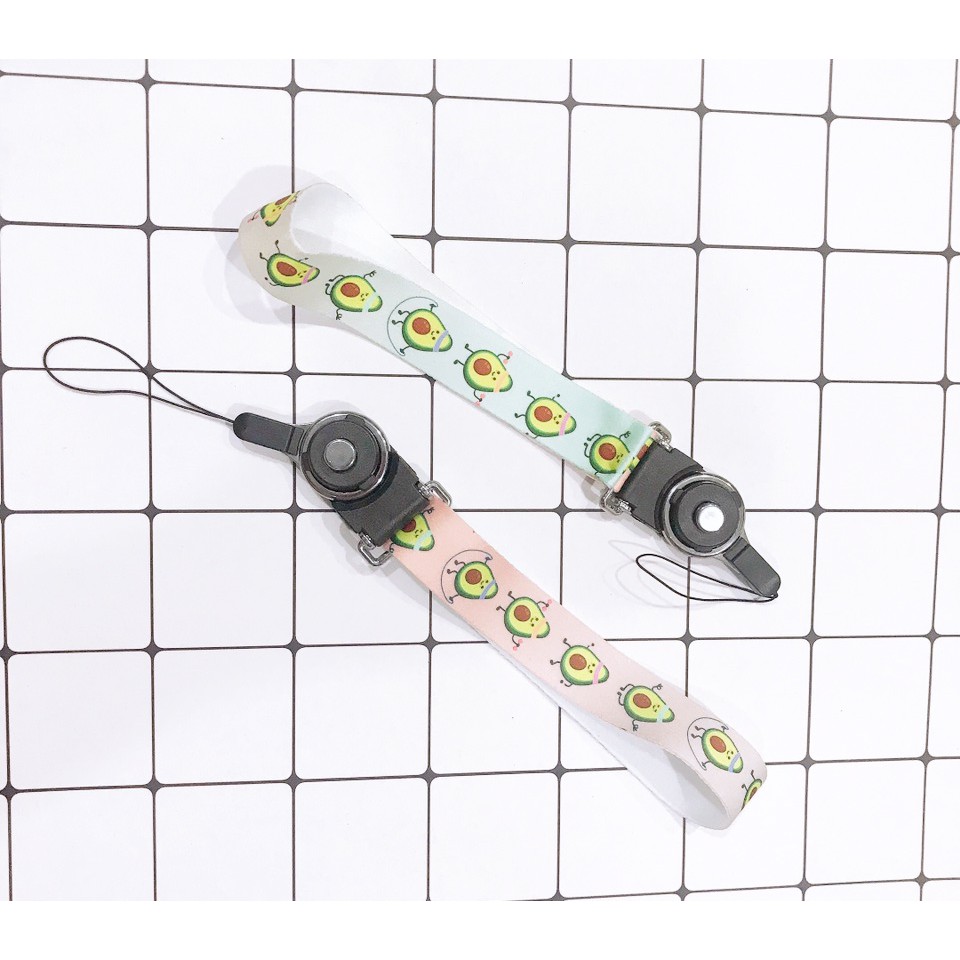 dây strap quả bơ STI9 hoạt hình dây treo thẻ name tag avocado ngắn cute dễ thương 15cm