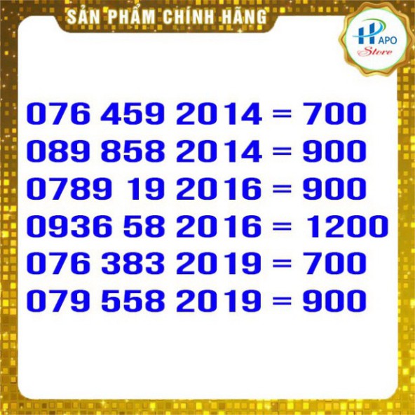 CỰC PHẨM HOT SIM NĂM SINH GIÁ RẺ TRẢ TRƯỚC MOBIFONE 2 - SIM SỐ ĐẸP - HAPO STORE $$