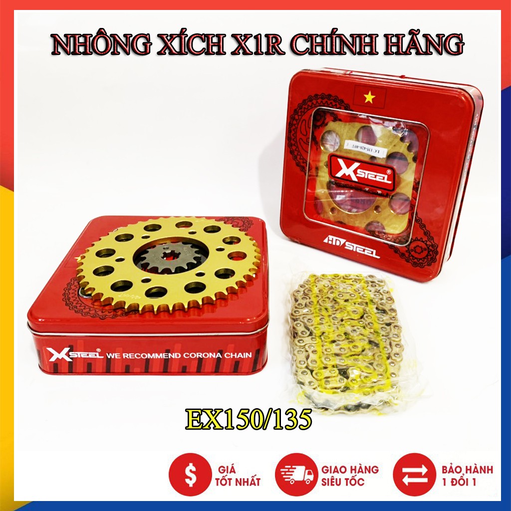 BỘ NHÔNG XÍCH VÀNG EXCITER 150 VÀ EXCITER 135 CHÍNH HÃNG X1R ( HÀNG CAO CẤP)