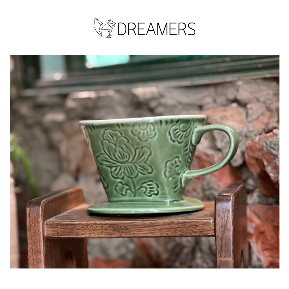 Phin cafe, phễu pha cà phê V60 bằng gốm khắc men ngọc Bát Tràng cao cấp - phụ kiện decor trang trí Dreamers Living Co