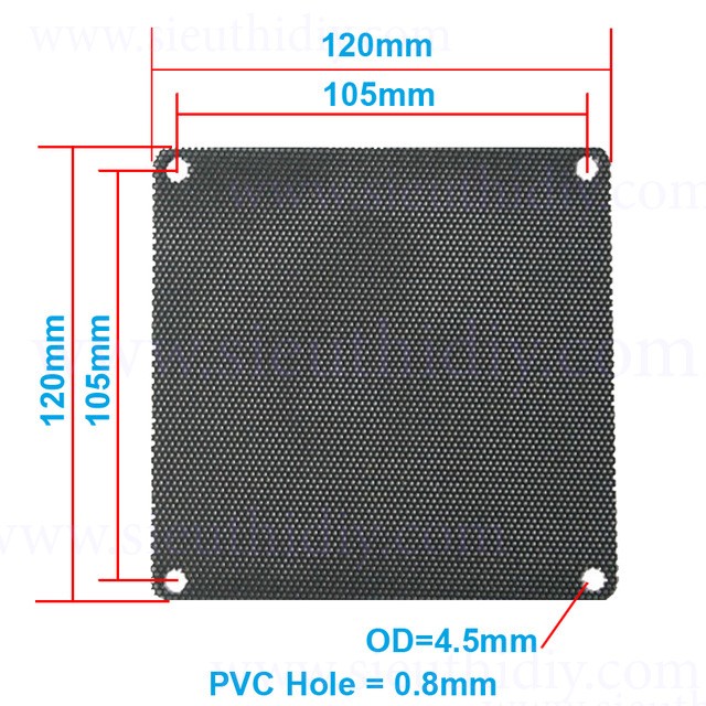 Lưới lọc bụi cho quạt 12cm vuông nhựa PVC (2 cái)