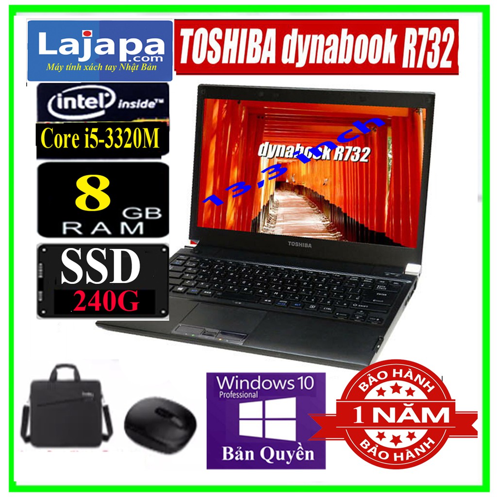 Toshiba Dynabook R732 i5-3320M Ram 4/8G SSD 120G/ Máy Tính Xách Tay Nhật Bản LAJAPA Siêu Bền Laptop gia re nhat hà nội