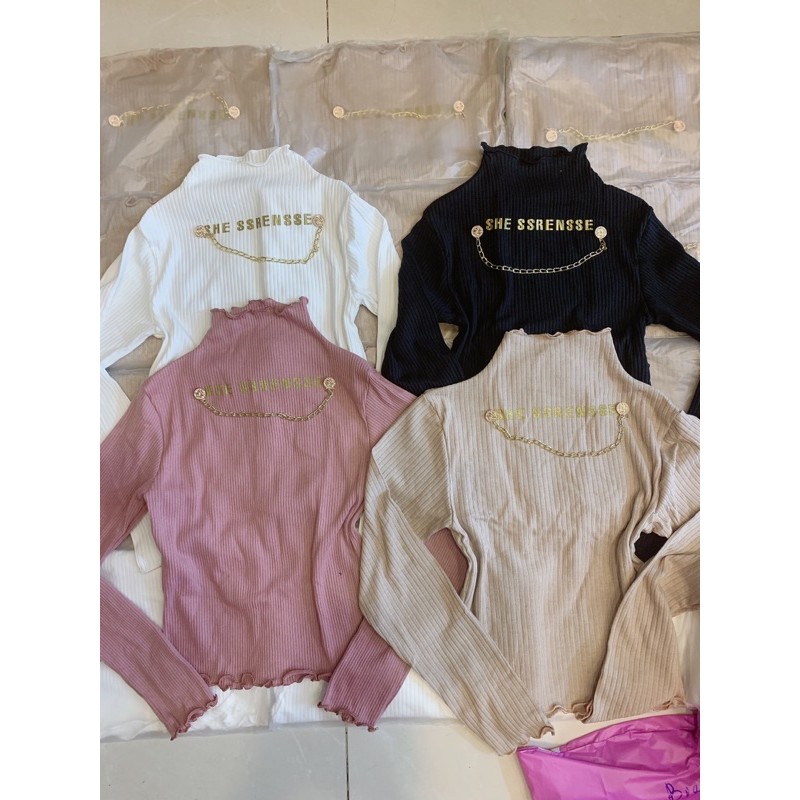 áo cổ lọ chất len gân | BigBuy360 - bigbuy360.vn